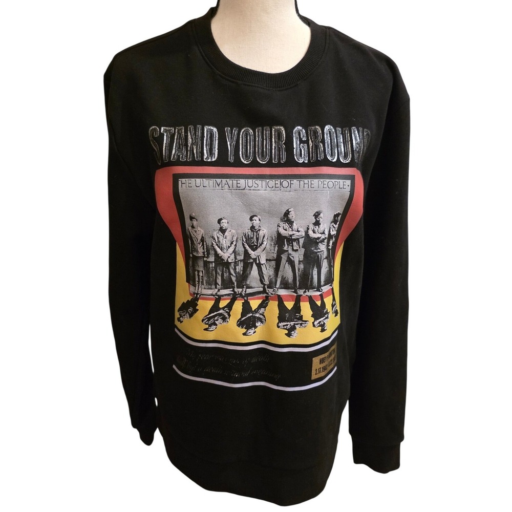Create 2MRW Stand Your Ground Huey P Newton Black Graphic Sweatshirt Medium